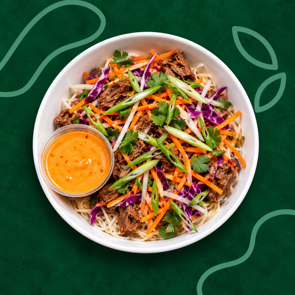 Thai Curry Braised Beef Rice Noodle Bowl