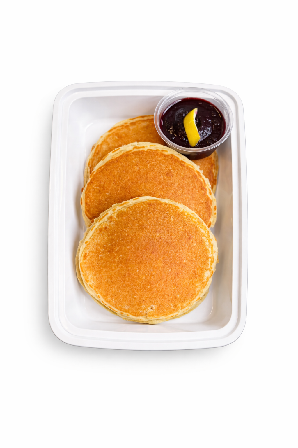 Lemon Ricotta Pancakes W/ Blueberry Syrup